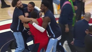 Tyus Jones embraced by ex Grizzlies teammates 🥺  NBA on ESPN [upl. by Uriah450]