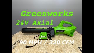 Greenworks 24V Axial blower Kit review with built in USB battery bank  BLG306  2415702AZ [upl. by Ytissac]