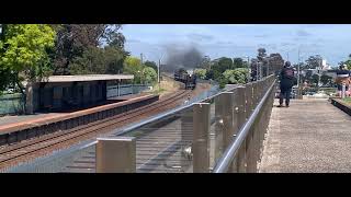 Steamrail Victoria coming from Southern Cross to Traralgon passing Moe Station 9Nov24 [upl. by Millar]