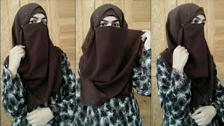 Without Innercap Easy Niqab Tutorial  Full Coverage Hijab With Niqab [upl. by Erik]