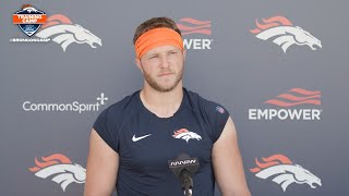 TE Adam Trautman on the toughness built during training camp Its a great thing [upl. by Akinyt201]