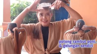 Haircut Potong Rambut Poni Dan Gelungan Sendiri  Gatot Sekali Akhirnya Bisa yeeeach [upl. by Zingale]