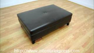 InteriorExpress Sandusky Brown Leather Large Storage Ottoman Hinged with Wood Feet [upl. by Niall301]