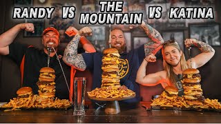 Icelands Tallest Burger Challenge w The Mountain Hafthorjulius and KatinaEatsKilos [upl. by Reldnahc]