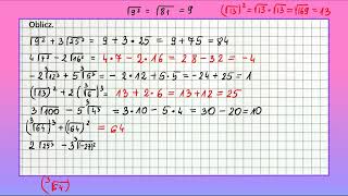 DZIAŁANIA NA PIERWIASTKACH zadanie 8 klasa 7 [upl. by Oremar926]