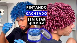 PINTANDO CABELO CACHEADO COM MÁSCARA TEMPORÁRIA  SEM QUIMÍCA [upl. by Sik]