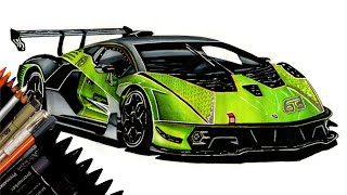 Realistic Car Drawing  Lamborghini Essenza SCV12  Time Lapse  Drawing Ideas [upl. by Donald]