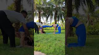 Acro yoga flexibilityyoga practicestrength fitness yogaroutine virashorts motivation [upl. by Emmery]