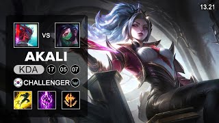 Akali vs Yone Mid  KR Challenger  Patch 1321 Season 13 [upl. by Ylrrad]