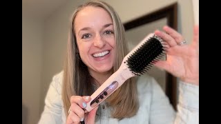 LANGE HAIR Le Vite Straightening Brush Heated Straightener Flat Iron for Smooth REVIEW Demo [upl. by Fryd]