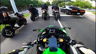 Tuned ZX4RR chasing 1000cc bikes [upl. by Seuguh]