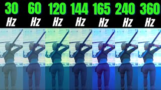 Fortnite 30Hz vs 60Hz vs 120Hz vs 144Hz vs 165Hz vs 240Hz vs 360Hz [upl. by Aneerbas737]