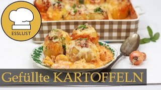 KARTOFFELFÄSSCHENAUFLAUF  Gefüllte Kartoffeln mit Hack und vegetarisch [upl. by Enelyw]