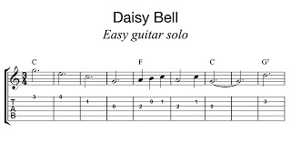 Daisy Bell  Guitar tabs  Easy guitar songs for beginners [upl. by Jerrine]