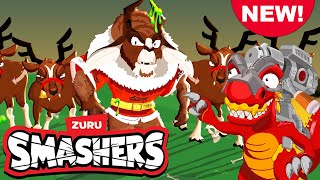 NEW SMASHERS Reindeer Reign of Terror  TRex Battle  Episode 12  Cartoons for Kids  Zuru [upl. by Faxun]