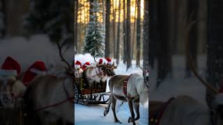 Reindeer pulling Santas Sleigh In a magical moonlit winter sky trendingreindeerchristmasnature [upl. by Sueaddaht]