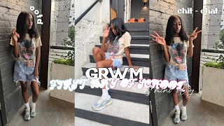 GRWM FIRST DAY OF SCHOOL junior edition  hair ootd  chit  chat amp friends [upl. by Troxell956]