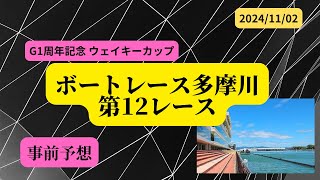 【事前予想】2024年11月2日ボートレース多摩川第12R [upl. by Westbrook313]