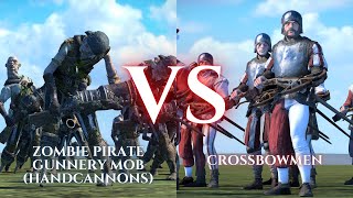 WARHAMMER III Total War  Zombie Pirate Gunnery Mob Handcannons VS Crossbowmen [upl. by Waugh750]