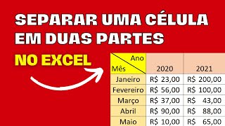 Como Separar uma Célula em Duas Partes no Excel [upl. by Laeynad423]