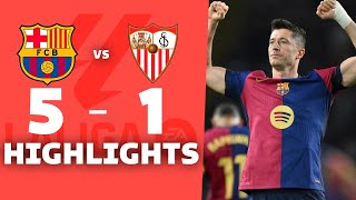 BARÇA 51 SEVILLA  GOLEADA MAGNÍFICA DEL BARCELONA DOBLETE DE LEWANDOWSKI y GOLAZO DE PEDRI [upl. by Schilit263]