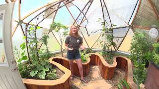 18 Growing Dome Geodesic Greenhouse Tour [upl. by Julita]