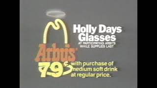 1984 Arbys Holly Days Glasses Christmas Commercial [upl. by Ihel]