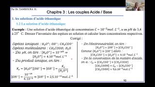 CHIMIE Terminale DChapitre 3Les couples Acide  Base [upl. by Taggart]