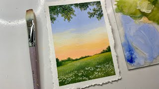 Easy landscape painting gouache painting step by step painting for beginners [upl. by Austina]