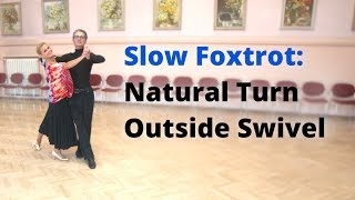 Slow Foxtrot Basic Lesson  Feather Step Open Telemark Natural Turn Outside Swivel Feather Ending [upl. by Riffle]