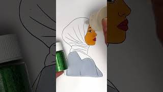 DIY glitter sparkling hijab coloring ideas for kids kids hijab kidsart kidsvideo art [upl. by Refanej761]