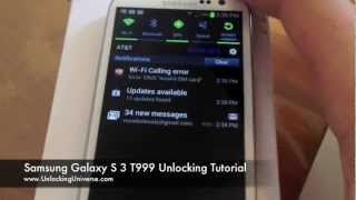 How to Unlock Samsung Galaxy S3 III T999 for all Gsm Carriers using an Unlock Code [upl. by Ahl]