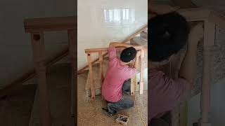 Sharing of installation process of solid wood staircase handrailsshorts [upl. by Ydderf299]