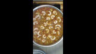 Bomba Rice with Chicken and Argentine Shrimp recipe  Paella themed recipe shorts [upl. by Magill]