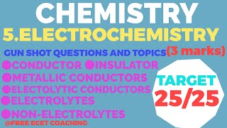 L27 Electrochemistry  electrolytesconductors gunshot questions ecetChemistryfreeecetcoaching [upl. by Laven93]