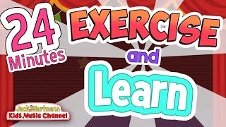 EXERCISE and LEARN  24 Minutes of Educational Exercise Songs for Kids  Jack Hartmann [upl. by Adnohser697]