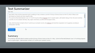 Django Project  Text Summarizer Using AI Model  Output Video [upl. by Nairrot]