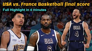 USA vs France basketball final score  Full Highlight in 4 minutes [upl. by Sternberg80]