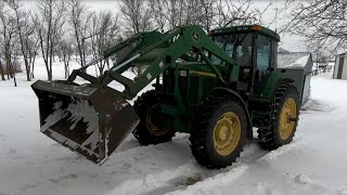 John Deere 7610 Moving Snow After a Blizzard [upl. by Fitz936]