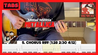 Metal Militia  Metallica ALL RIFFS  TABS Guitar lessontutorialHow to play [upl. by Delmore820]