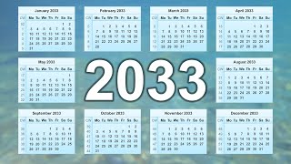 Calendar 2033 [upl. by Ringler624]