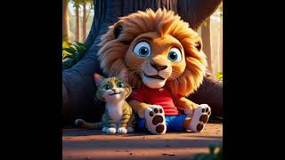 Adorable Lion Cub amp Cute Cat Become Best Friends 🦁🐱 Heartwarming Friendship Story youtubeshorts [upl. by Ttennaej]