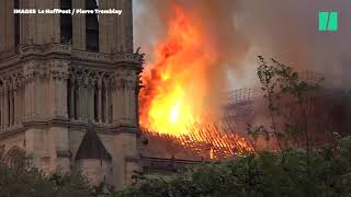 NotreDame de Paris en flammes les images de limpressionnant incendie [upl. by Aiciled]