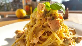 How To Make Salmon Carbonara Spaghetti Simple And Tasty  Carbonara di Salmone Chef Yasir [upl. by Glass796]