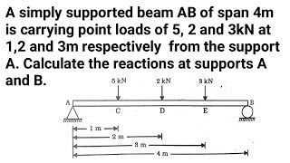 Numerical Problem based on Simply Supported Beam ll How to calculate Reaction force ll SOM [upl. by Aisirtap]