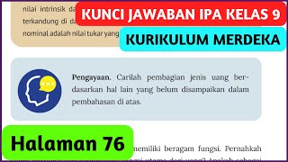 Kunci Jawaban IPS Kelas 9 Halaman 76 Kurikulum Merdeka Pengayaan Pembagian Jenis Uang [upl. by Lednem]