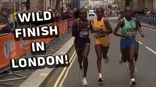 CRAZY Finish To Elite Womens Race At TCS London Marathon 2024 [upl. by Kellyann]