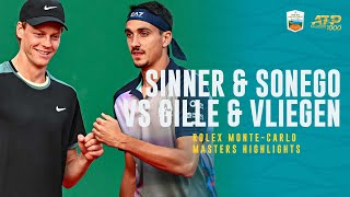 Sinner amp Sonego vs Gille amp Vliegen  Rolex Monte Carlo Masters 2024 Highlights [upl. by Tremann]