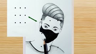 How to draw a boy from 9 points  boy with mask drawing easy step by step  boy drawing easy [upl. by Anomahs992]