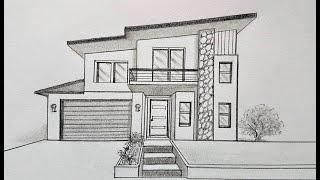 How to draw a house in one point perspective [upl. by Sibella]